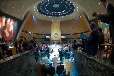 «Willkommen zur Kanzel der Welt»: Papst Franziskus bei der UN-Generalversammlung (Photo © UN Photo)